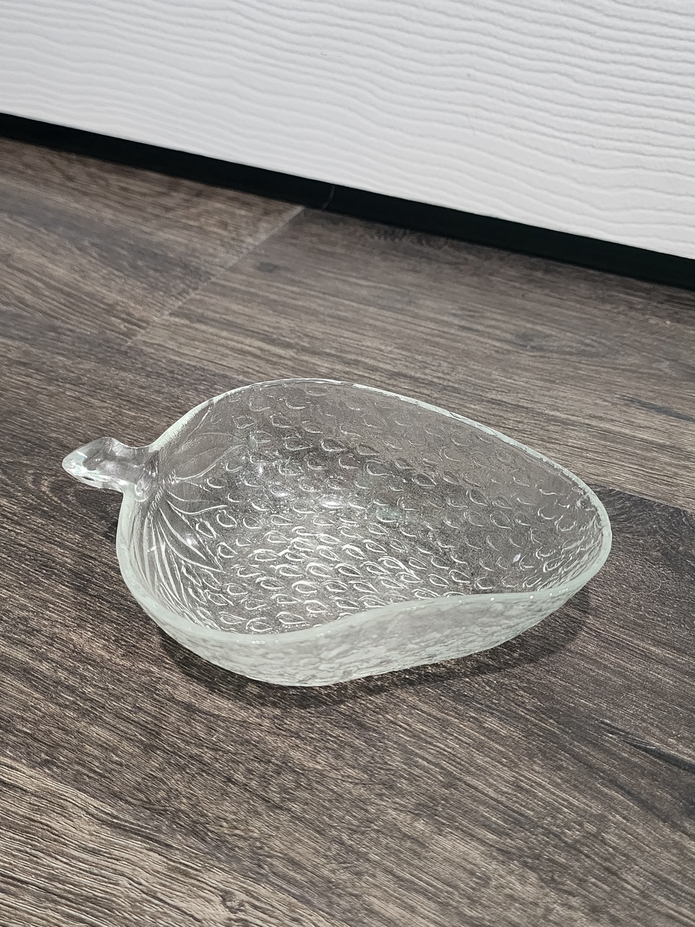 Vintage Strawberry Shape and Textured Clear Glass Dip Condiment or Serving Bowl